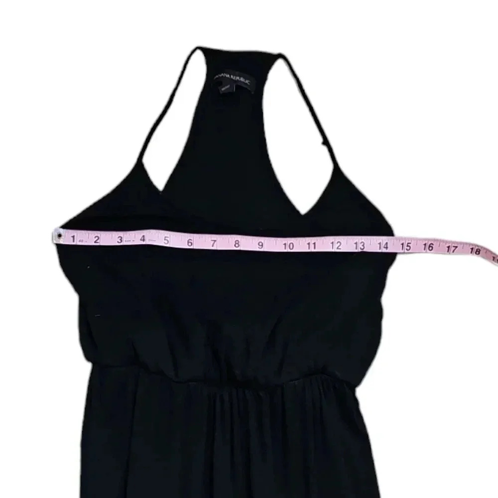 Banana Republic Petite Small Black Maxi Dress Halter Minimalist Y2K 90s Coastal - Picture 8 of 9